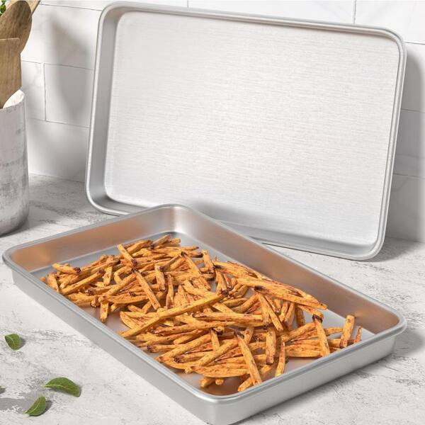 2-Pack 13 in. Commercial Quality Baking Sheet Pan Set, Natural Aluminum Cookie Sheet, Cookie Tray Pans for Baking