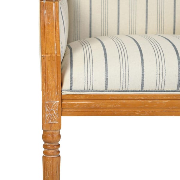 Homy Casa Eriq French Style Beige Stripe Fabric Upholstered Solid