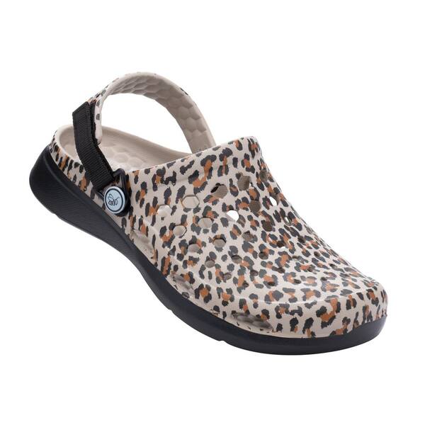 anywear leopard clogs