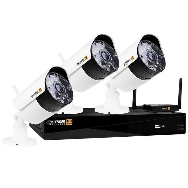 Defender Wireless HD 1080p 4-Channel 1TB DVR Security System with 3 Bullet Cameras