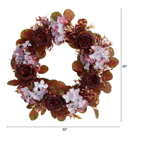 Eucalyptus and Hydrangea Floral Berry Spring Wreath 23 Purple