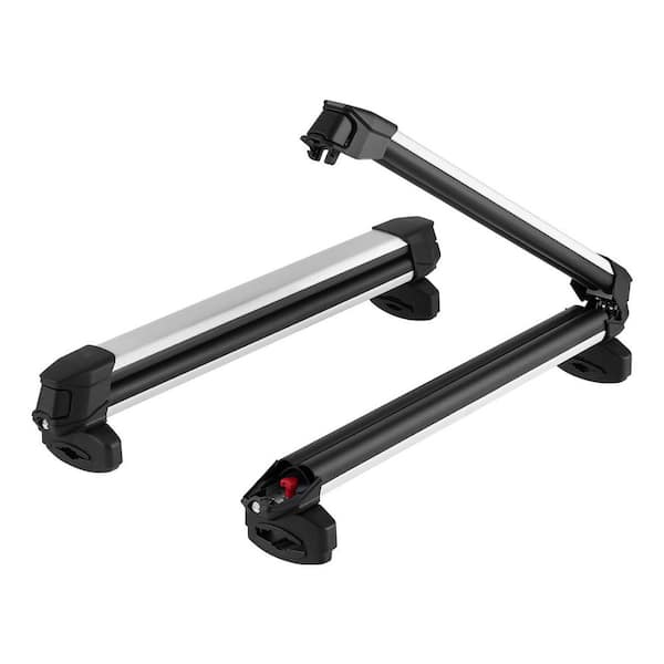 Ski and Snowboard Roof Rack, 165 lbs. Aluminum Car Roof Rack Top Holder with Lock, Fit Most Crossbars, 2 Pieces