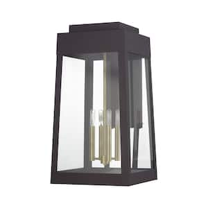 Oslo 26 in. 4-Light Bronze Outdoor Hardwired Wall Lantern Sconce with No Bulbs Included