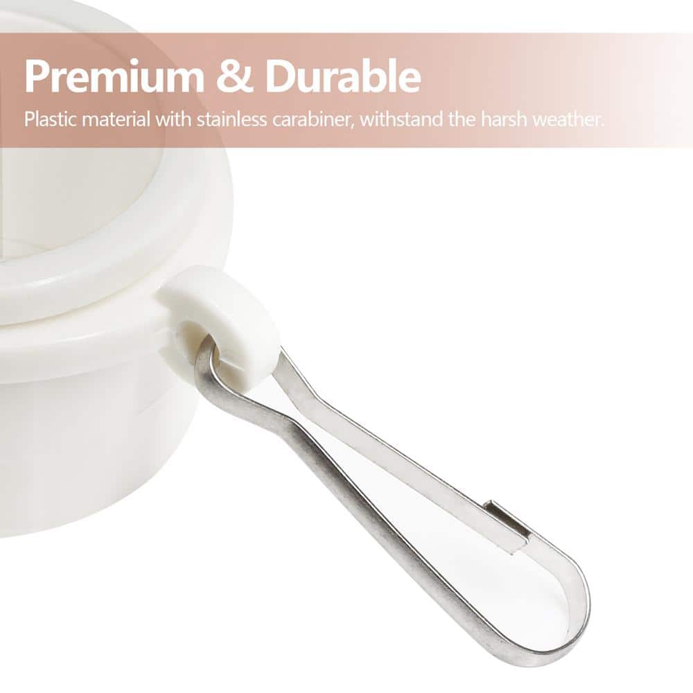 White Plastic Flagpole Mounting Rings Set with Carabiners