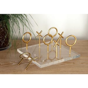 Gold Acrylic Tic Tac Toe Game Set with Gold Stick Pieces