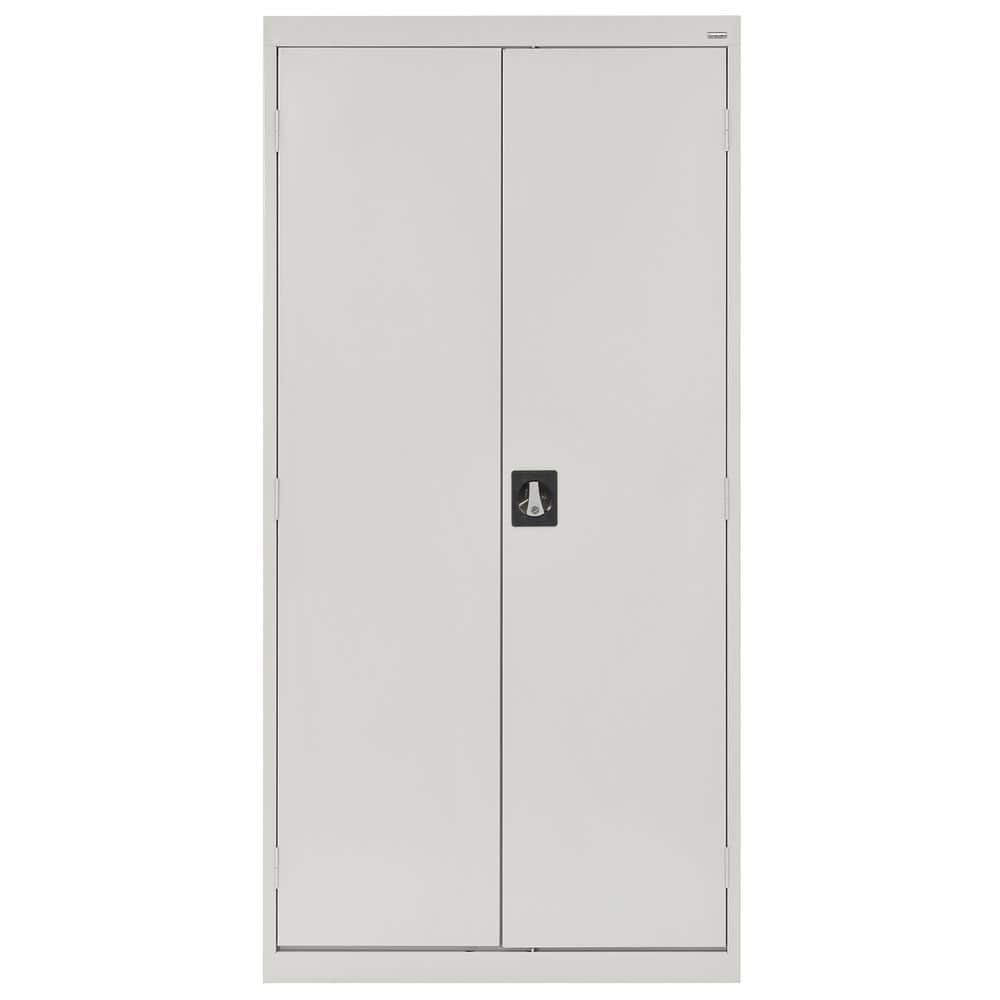 Dove Gray Steel Freestanding Lockable Office Cabinet with Adjustable Shelving