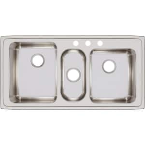Lustertone 43 in. Drop-in 3-Bowl 18-Gauge  Stainless Steel Sink Only and No Accessories