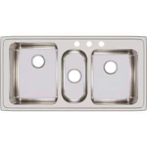 Lustertone Drop-In Stainless Steel 43 in. 3-Hole Triple Bowl Kitchen Sink