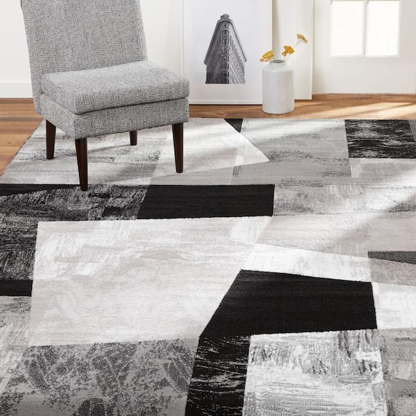 Catalina Grey/Black 8 ft. x 10 ft. Geometric Area Rug