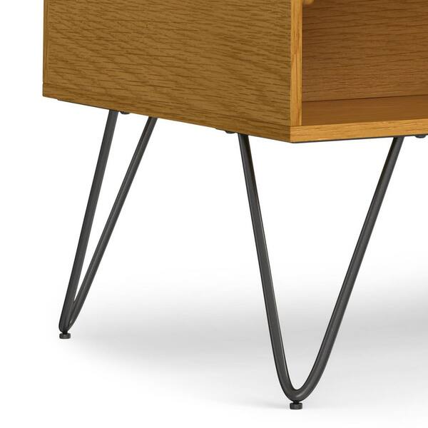 Simpli Home Hunter 36 in. Oak Wide Rectangle Wood Industrial Small
