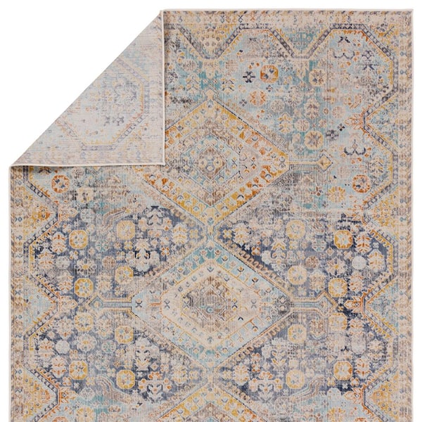 Marquess 3 ft. x 8 ft. Medallion Blue/Orange Indoor/Outdoor Area Rug