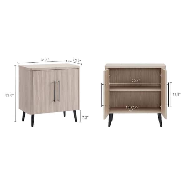 Manhattan Comfort Jodie Whitewashed Oak 32 in. H Mid-Century