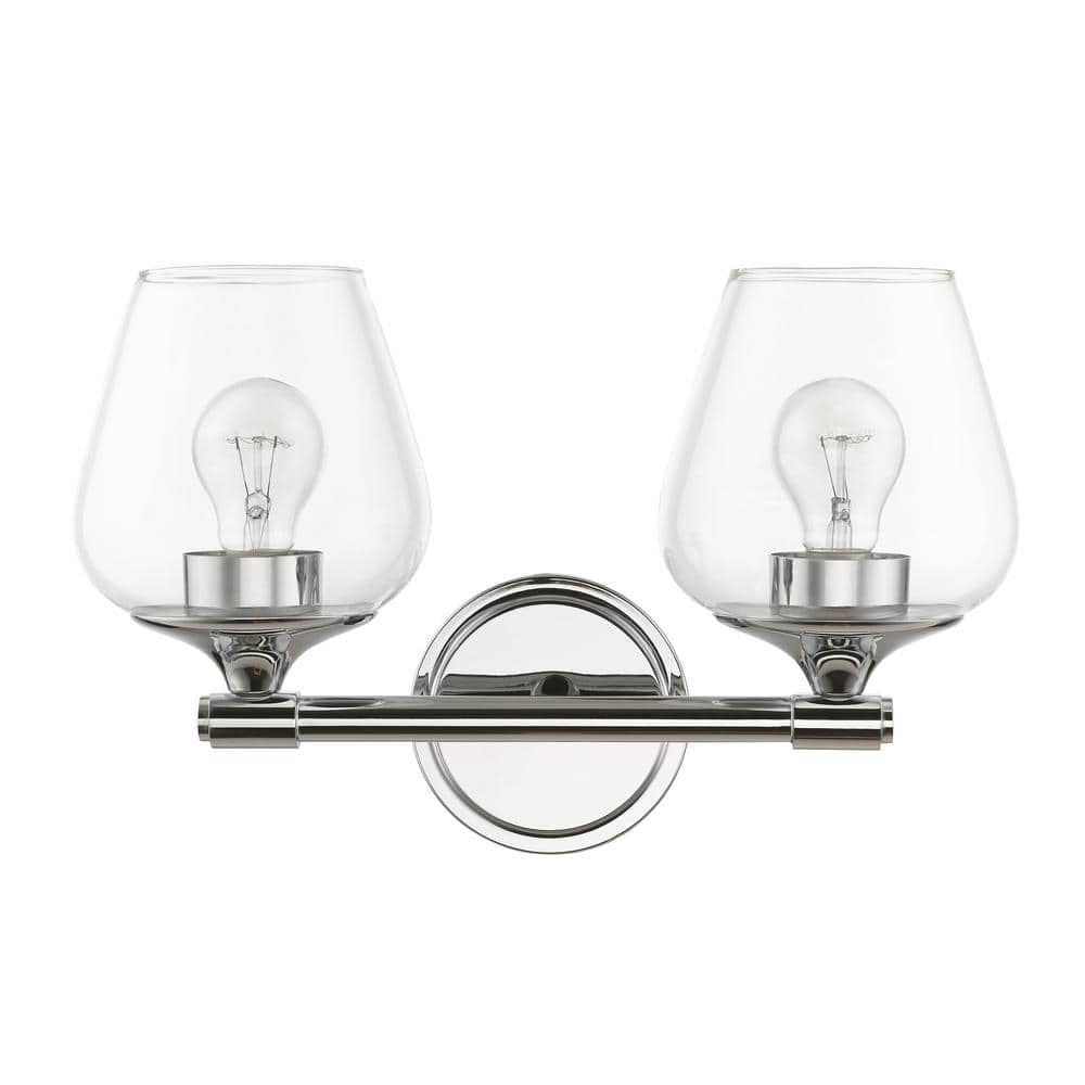 Willow Polished Chrome 2-Light Vanity Sconce with Clear Glass