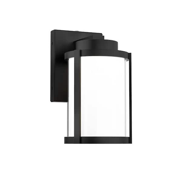 Lantern 10 in. Black Indoor/Outdoor Hardwired Wall Lantern Sconce with Selectable CCT Integrated LED