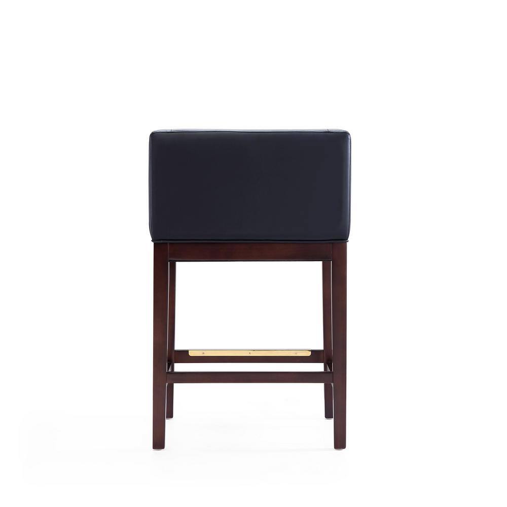 Kingsley Dark Walnut Beech Wood Leather Counter Stools, Set of 3