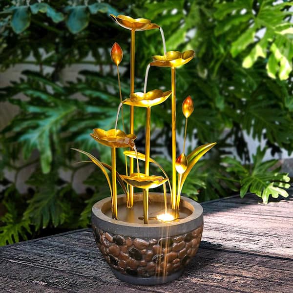20.8 in. Tall Outdoor 5-Tier Outdoor Metal Water Fountain with