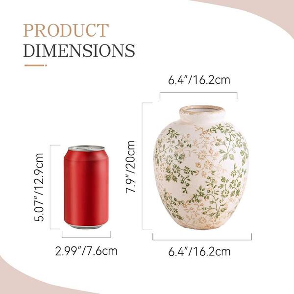 7.9 in. Multicolor Round Ceramic Retro Floral Vases Rustic