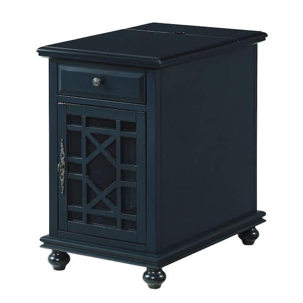 Benjara 40 in. Blue Rectangle Wood End/Side Table with Wooden Frame