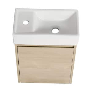 Anky 16.1 in. W x 8.9 in. D x 22.8 in. H Single Sink Bath Vanity in Plain Light Oak with White Ceramic Top