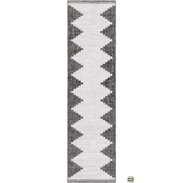 Djugun Black/Charcoal/Off White 3 ft. x 7 ft. Area Rug