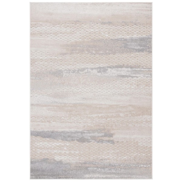 Stella Beige/Gray 9 ft. x 12 ft. Abstract Striped Indoor/Outdoor Area Rug