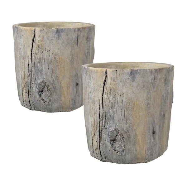 A&B Home Small Round Fillmore Planters-Set of 2-Gray