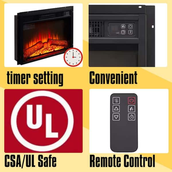 18 in. 1400-Watt 120-Volt Electric Fireplace Insert in Black