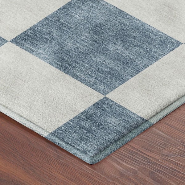 Mayfield Premium Machine Washable Abstract AMF2345 Denim 9 ft. x 12 ft. Area Rug