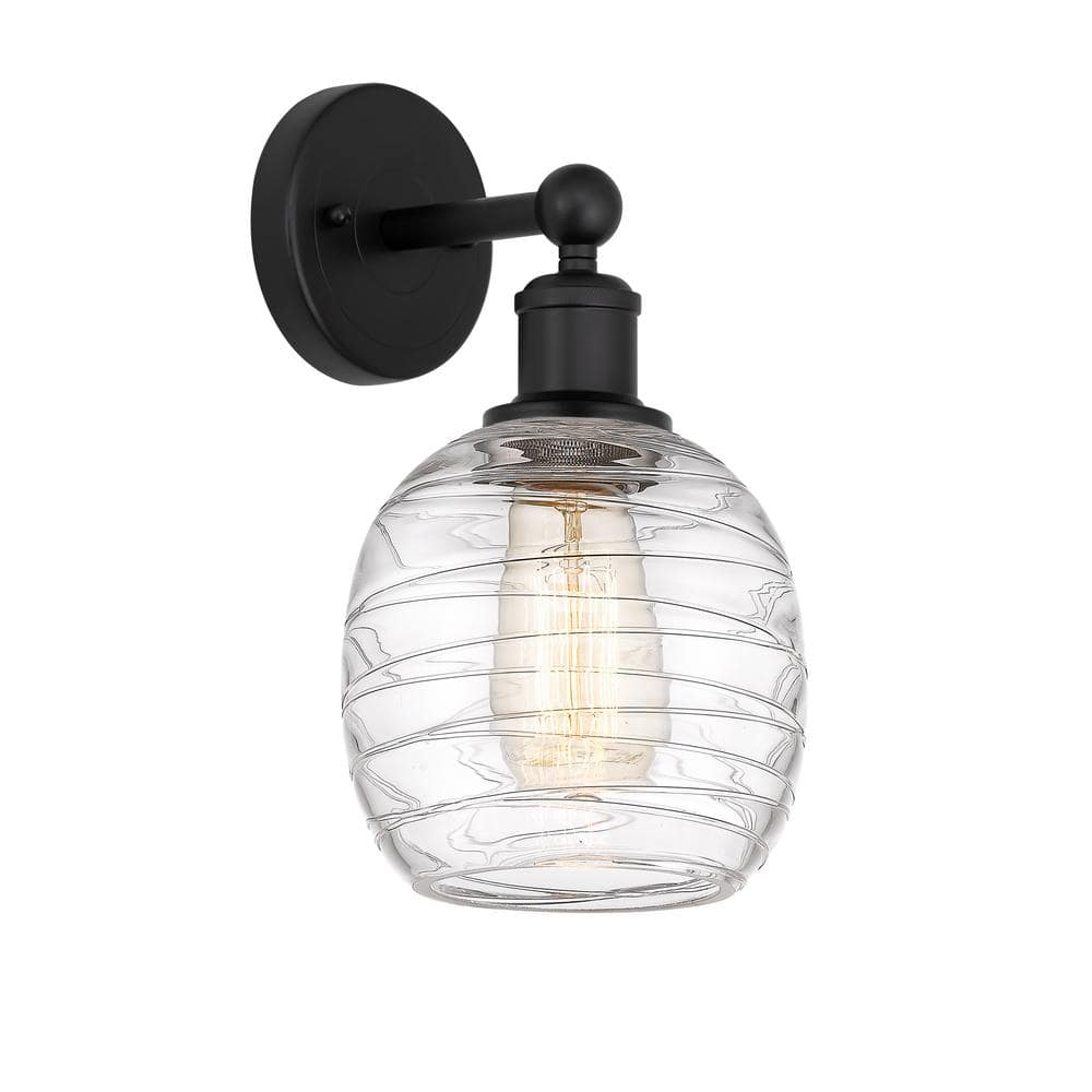 Belfast 1-Light Matte Black, Deco Swirl Wall Sconce with Clear Glass Shade price history on PriceWatchPro