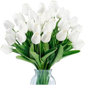 13.2 in 30 Pcs Fake Tulips Artificial Flowers Real Touch PU Faux