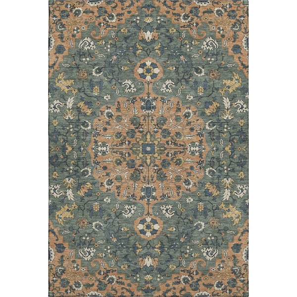 Mayfield Premium Machine Washable Abstract AMF2463 Copper 5 ft. x 7 ft. 6 in. Area Rug