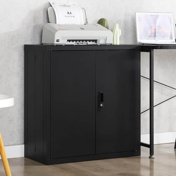 Black 36 in. H Office Storage Cabinet,Storage Locker,File Cabinet with Door Locks&2 Adjustable Shelves for Office,School