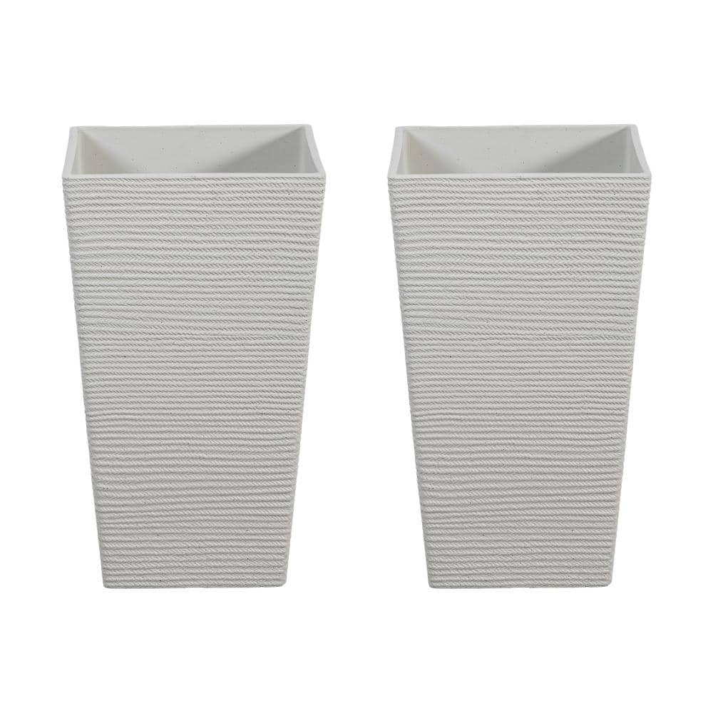 27 in. H x 16 in. W White Outdoor Metal Planter Pot with Drainage Hole Large Tall Planters Set for Patio & Indoor Use price history on PriceWatchPro