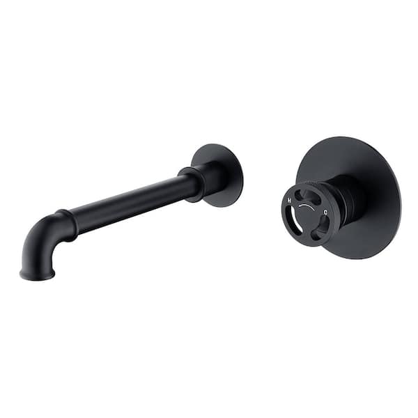 AIMADI Single Handle Wall Mounted Bathroom Faucet 2-Hole Brass Bathroom Sink Taps in Matte Black