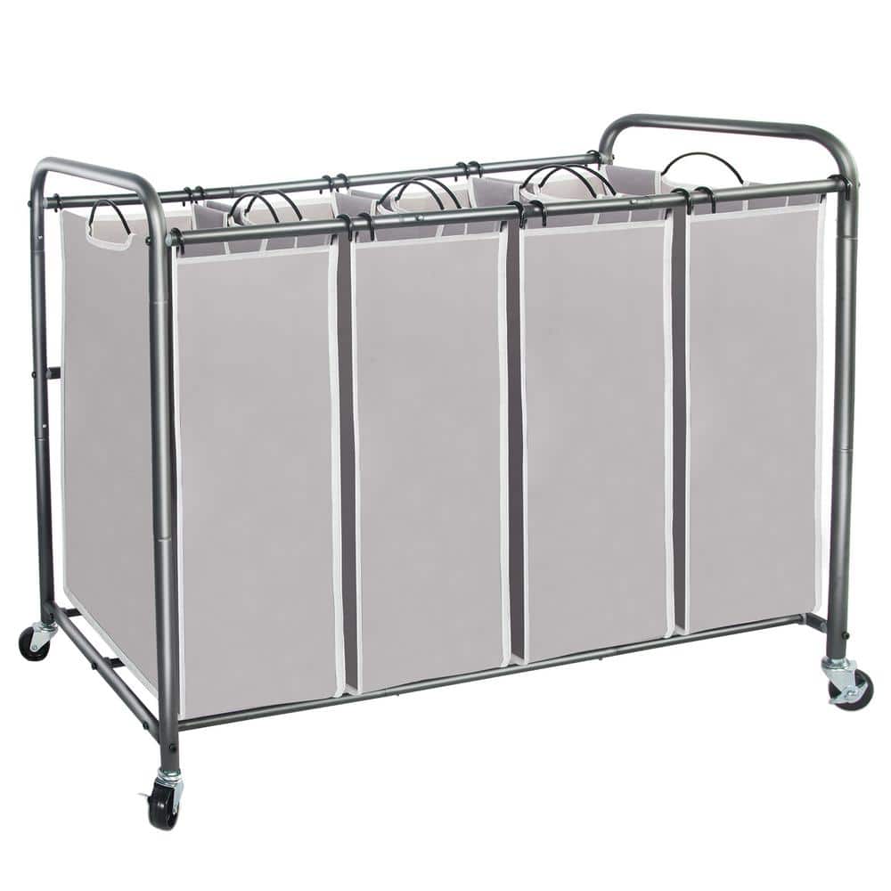 Storage Maniac Gray Polyester Canvas 4 Section Laundry Sorter with ...