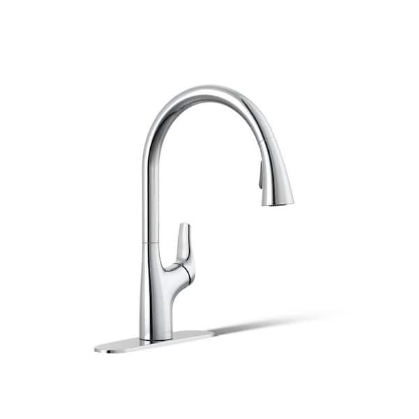 KOHLER Trove Single Handle Pull Down Sprayer Kitchen Faucet in Polished Chrome