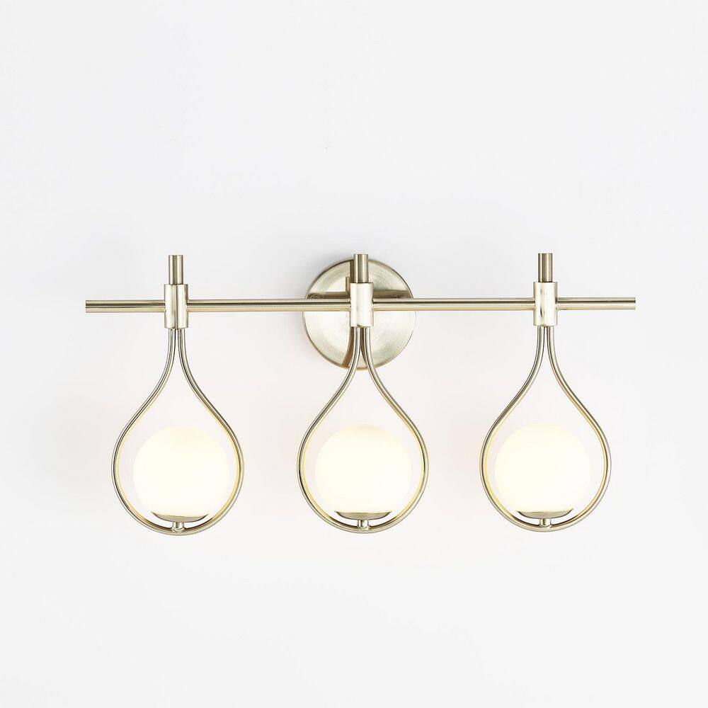 Modern 22.44 in. 3 Lights Brushed Nickel Finish Vanity Light with Milk Shade for Bathroom and Bedroom price history on PriceWatchPro