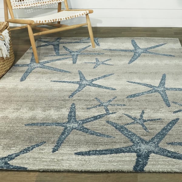 Martin Grey 4 ft. x 6 ft. Starfish Area Rug