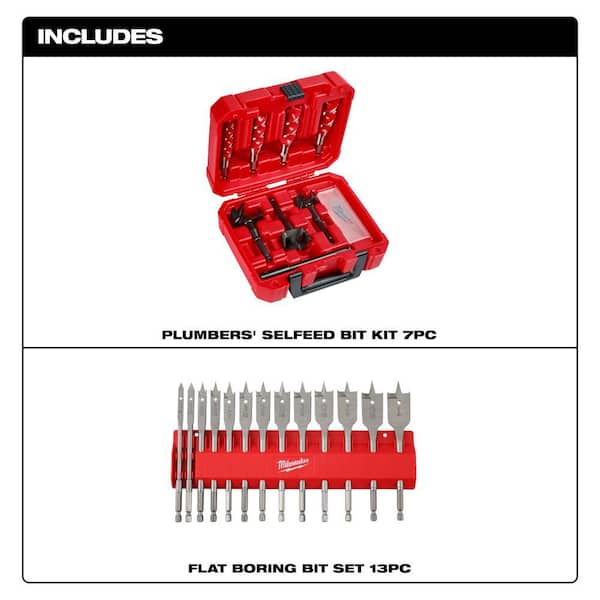 Selfeed High-Speed Steel Wood Boring/Spade Bit Set (20-Piece)