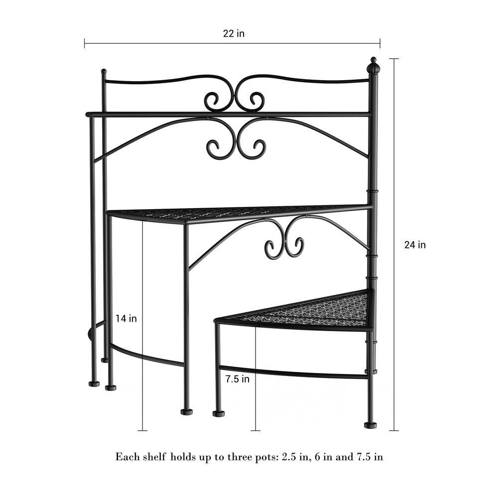 Black Metal 3-Tier Folding Spiral Stair Plant Stand
