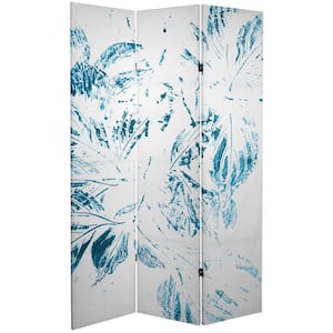 6 ft. White Pure Leaves Canvas 3-Panel Room Divider