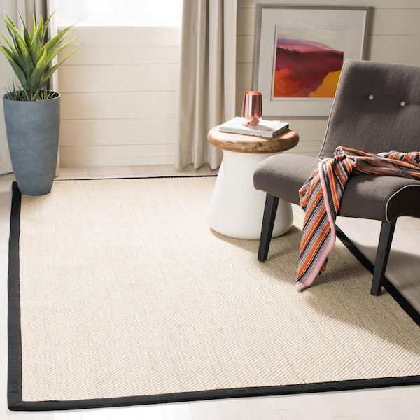 Natural Fiber Marble/Black 5 ft. x 8 ft. Border Area Rug