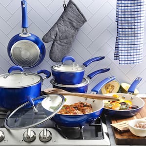 Arlington 12-Piece Aluminum Ceramic Nonstick Cookware Set in Blue