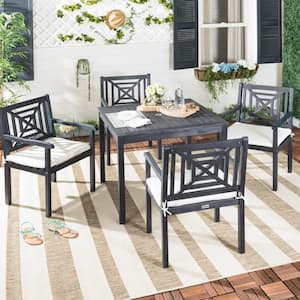 Del Mar Dark Slate Gray 5-Piece Wood Outdoor Dining Set with Beige Cushions