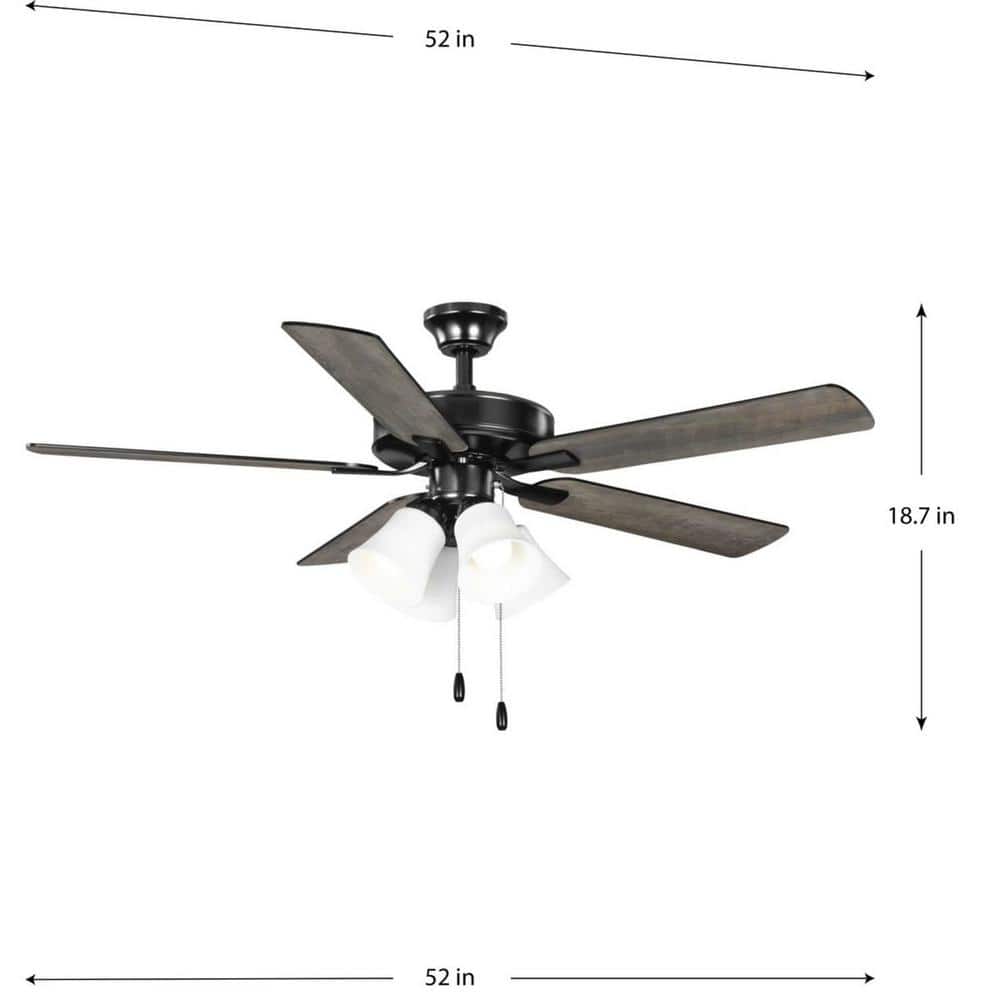 Matte Black 52'' Ceiling Fan with Light and Remote