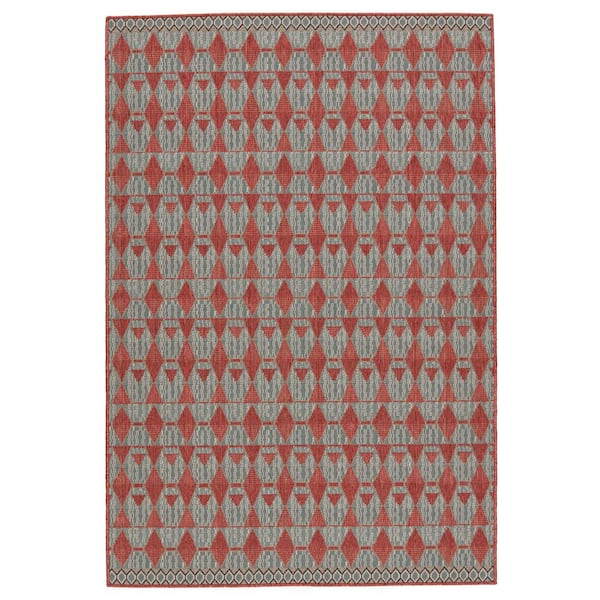 Jaipur Living Mahaba Red/Sea Green 9 ft. x 12 ft. Geometric Rectangle Area Rug