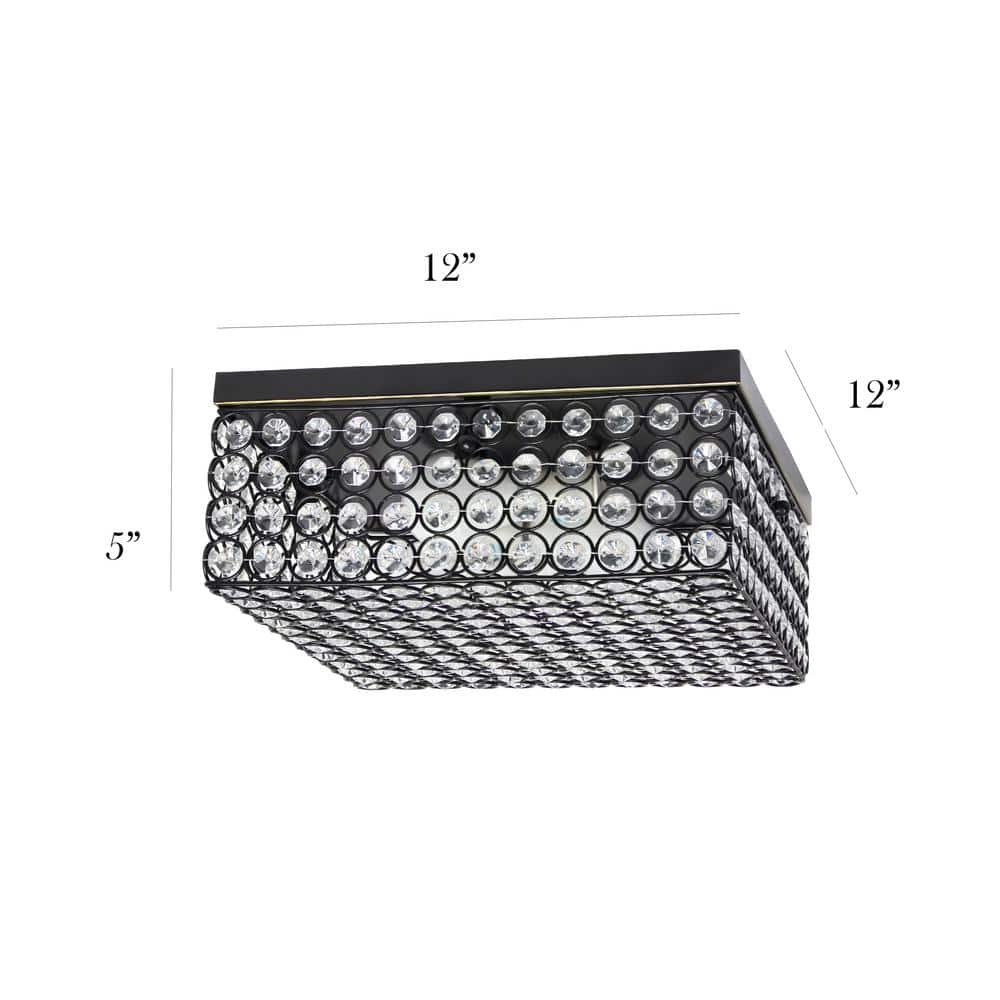 Elipse 12" Crystal and Bronze Elegant Flushmount Light