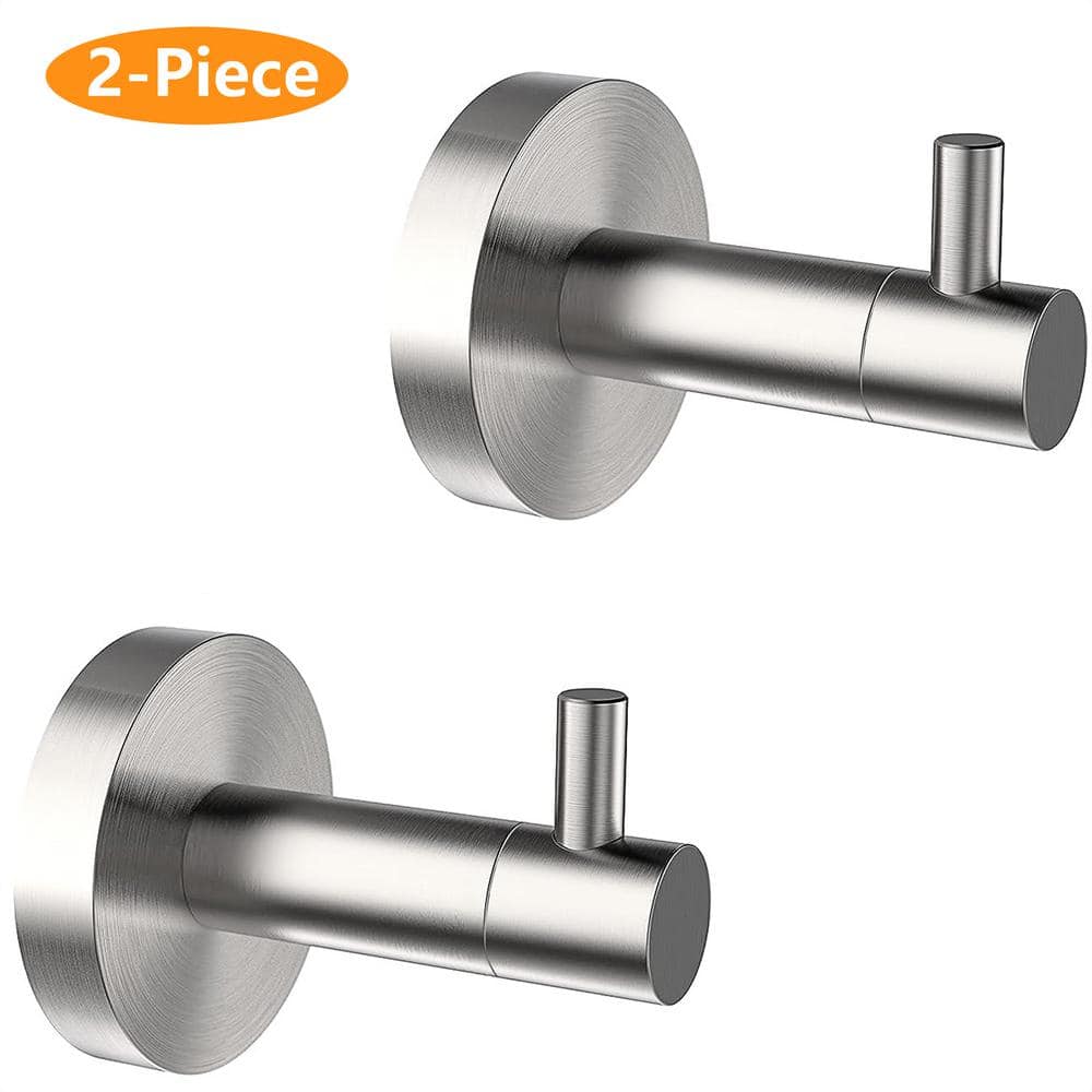 Bath 2 Pack Knob-Hook Robe/Towel Hook Wall Mounted Clothes Hooks in Brushed Nickel ADC-2106