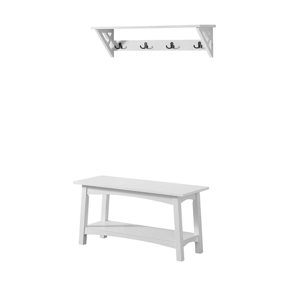 Coventry 36 in. W Coat Hook with Bench Hall Tree Set