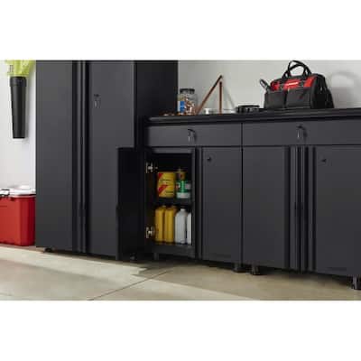 Regular Duty Welded 24-Gauge Steel 1-Drawer 2-Door Garage Base Cabinet in Black (24 in. W x 33 in. H x 16 in. D)